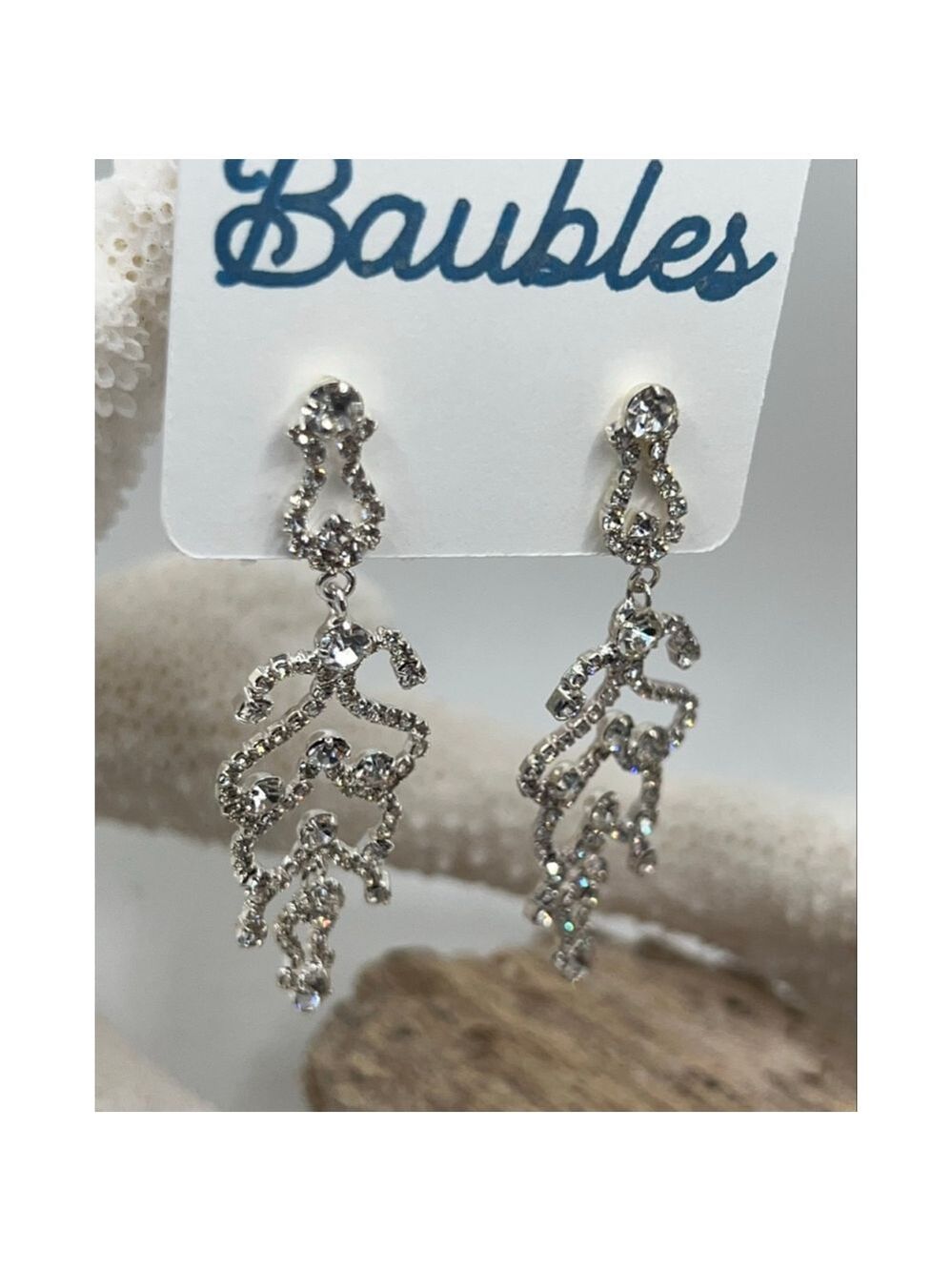 Baubles Scroll Dangle Crystal Earrings
